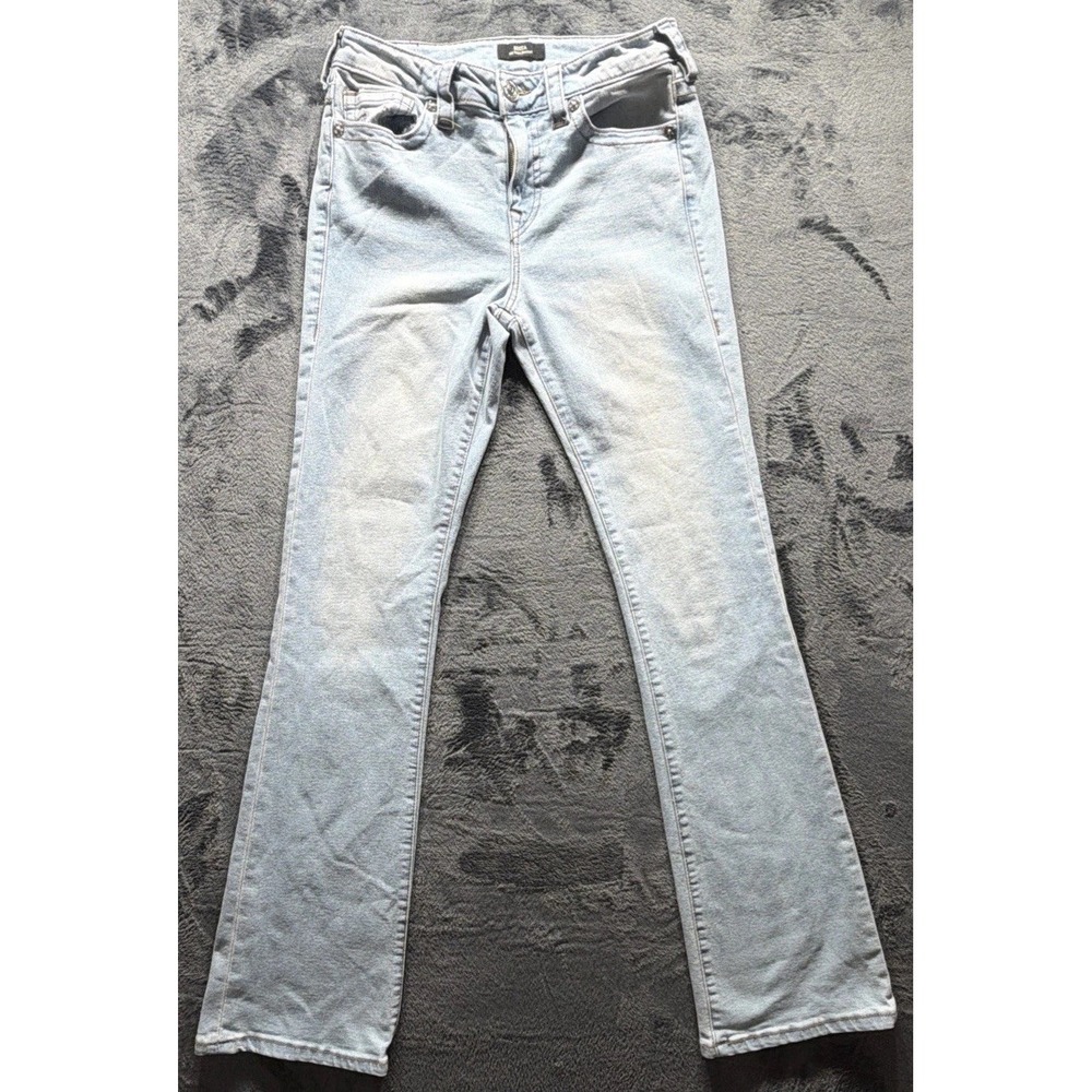 True Religion Women's Sz. 28x32 Jeans Becca Mid Rise Bootcut Excellent Distress.
